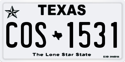 TX license plate COS1531