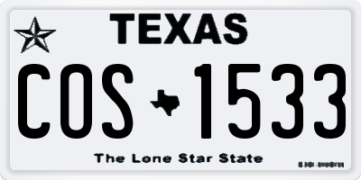 TX license plate COS1533