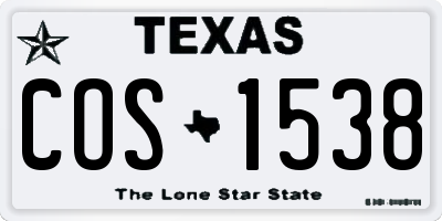 TX license plate COS1538