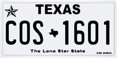 TX license plate COS1601