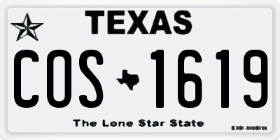 TX license plate COS1619
