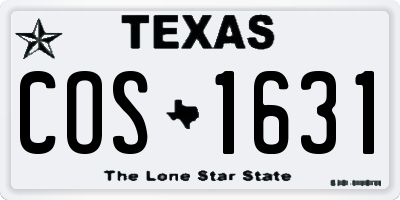 TX license plate COS1631