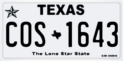 TX license plate COS1643