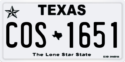 TX license plate COS1651
