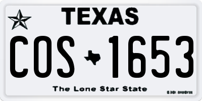 TX license plate COS1653