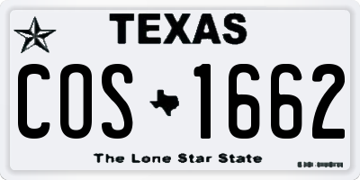 TX license plate COS1662