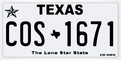 TX license plate COS1671