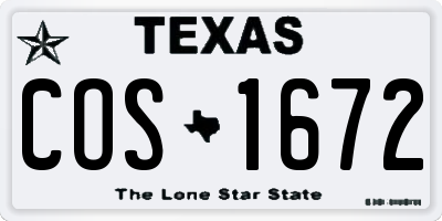 TX license plate COS1672