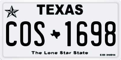 TX license plate COS1698