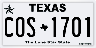 TX license plate COS1701