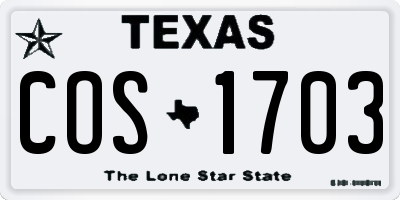 TX license plate COS1703