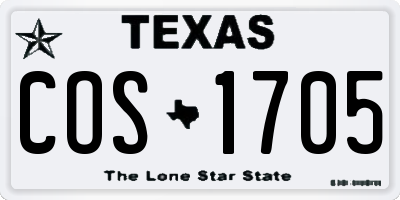 TX license plate COS1705