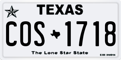 TX license plate COS1718