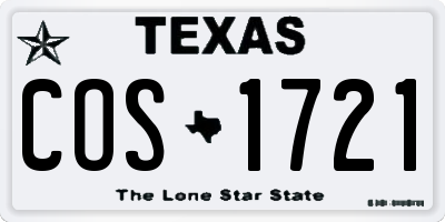 TX license plate COS1721