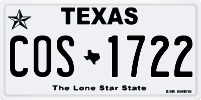 TX license plate COS1722