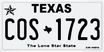 TX license plate COS1723