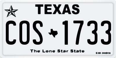 TX license plate COS1733