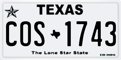 TX license plate COS1743
