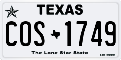 TX license plate COS1749