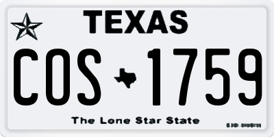 TX license plate COS1759