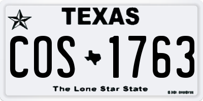 TX license plate COS1763