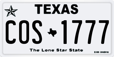 TX license plate COS1777
