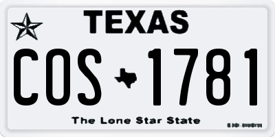 TX license plate COS1781