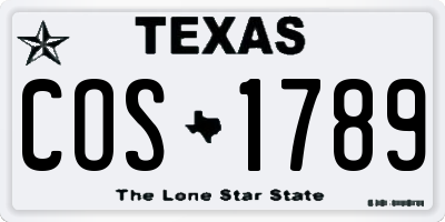 TX license plate COS1789