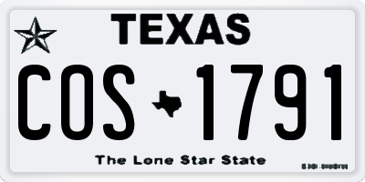 TX license plate COS1791