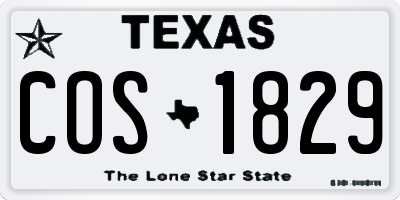 TX license plate COS1829