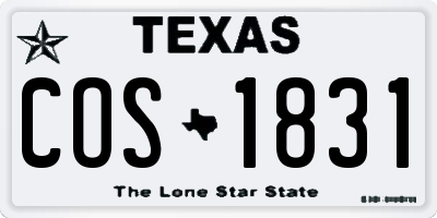 TX license plate COS1831