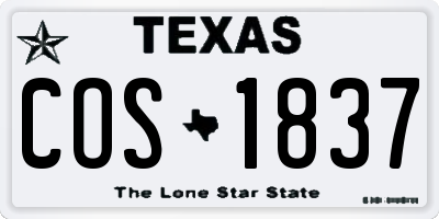 TX license plate COS1837