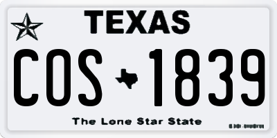 TX license plate COS1839