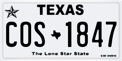 TX license plate COS1847