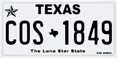 TX license plate COS1849