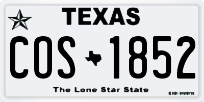 TX license plate COS1852