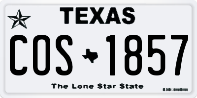 TX license plate COS1857