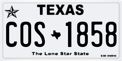 TX license plate COS1858