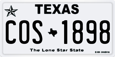 TX license plate COS1898