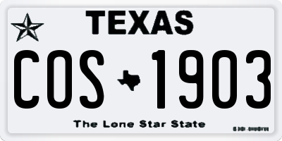 TX license plate COS1903