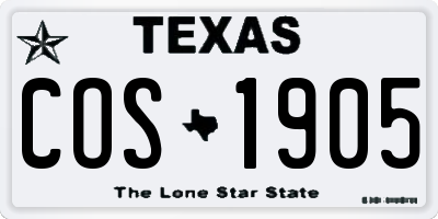 TX license plate COS1905