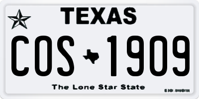 TX license plate COS1909