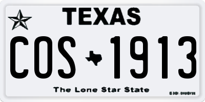 TX license plate COS1913