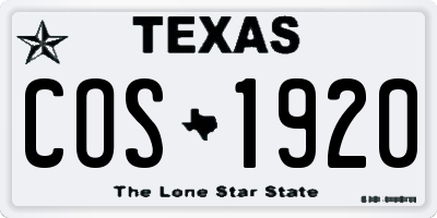 TX license plate COS1920