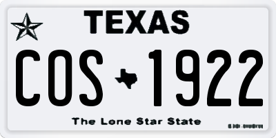 TX license plate COS1922