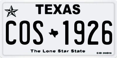 TX license plate COS1926