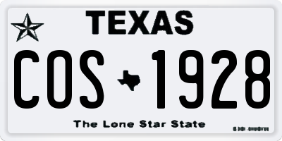 TX license plate COS1928