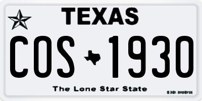 TX license plate COS1930