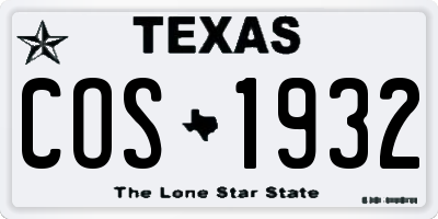 TX license plate COS1932