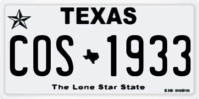 TX license plate COS1933